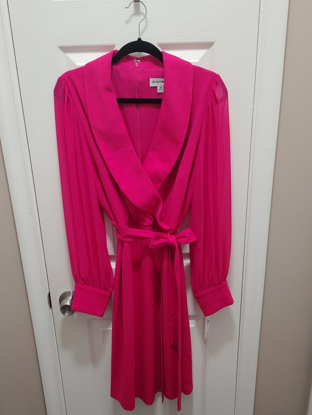 Studio Vibrant Hot Pink Wrap Dress with Shawl Collar